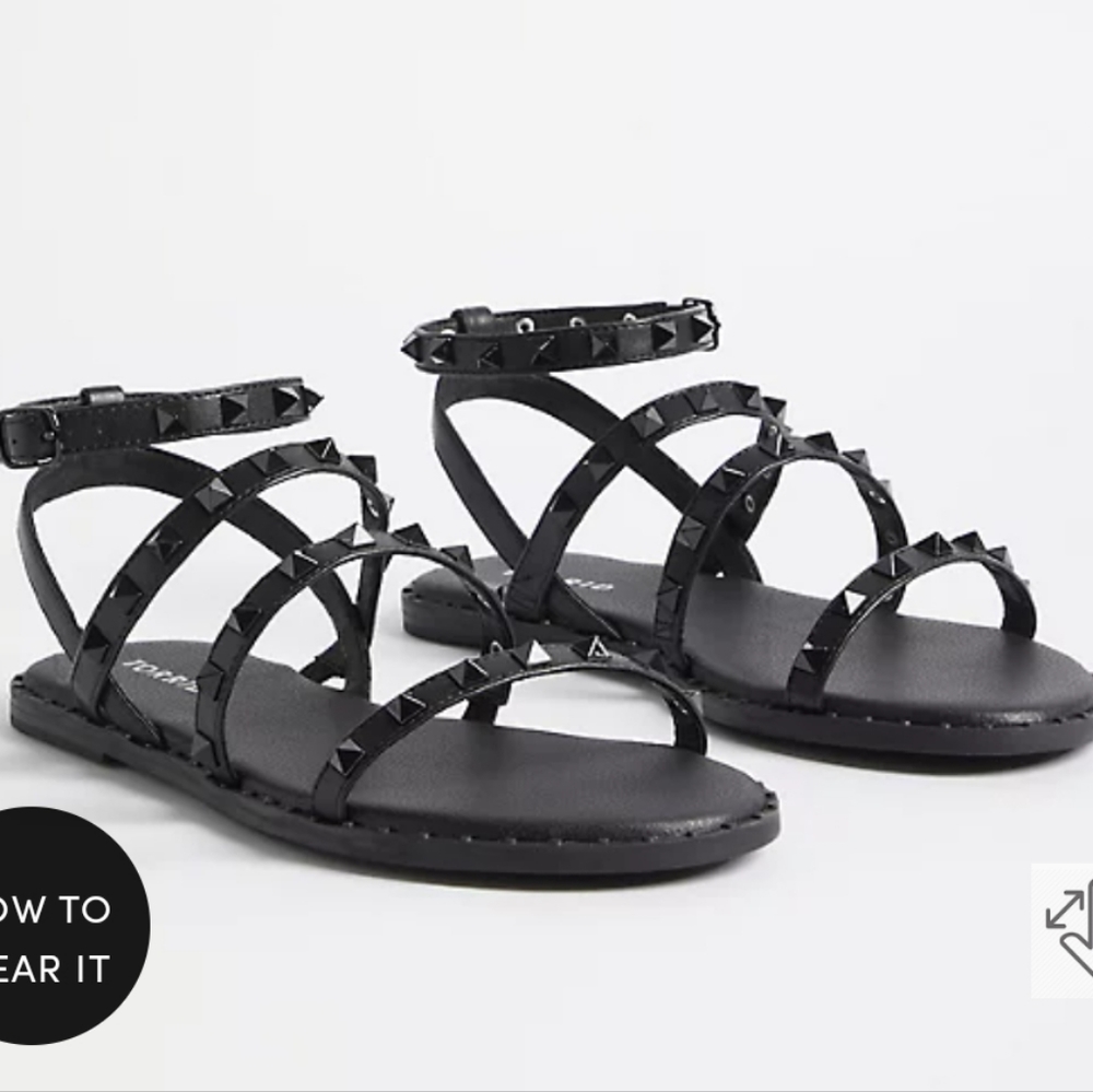 STUDDED GLADIATOR SANDAL - TONAL BLACK